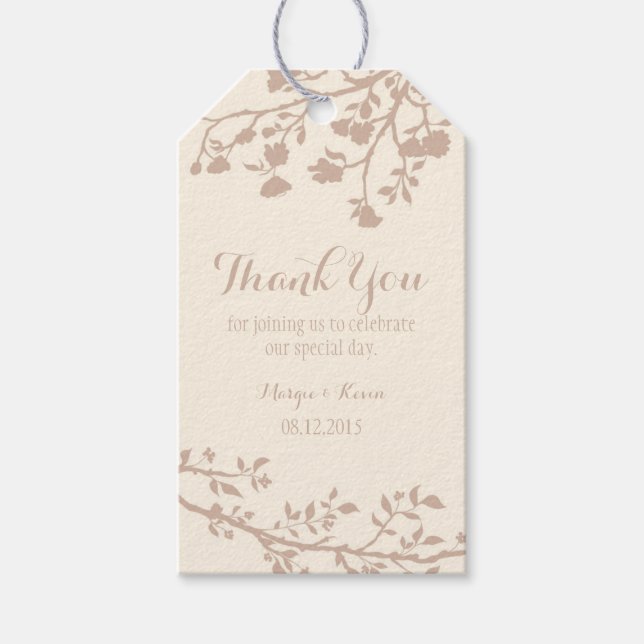 Étiquettes de Merci Mariage Brown de crème ivoire (Devant)