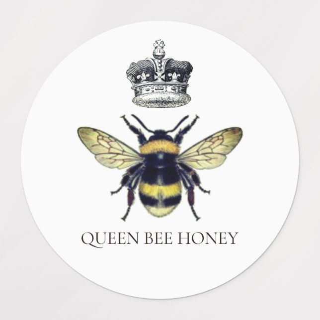 Étiquettes de miel blanc de la reine abeille et co (Design 1)