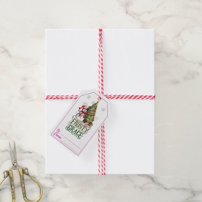 Étiquettes de Noël créatives pour bonhomme de neig (Avec de la ficelle)