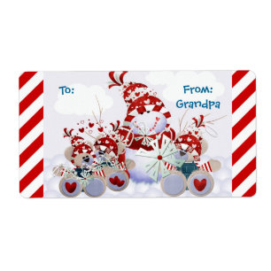 Étiquettes de Noël d'ours de nounours de bonhomm