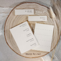 Étiquettes de nom de mariage beige pour menus Cart
