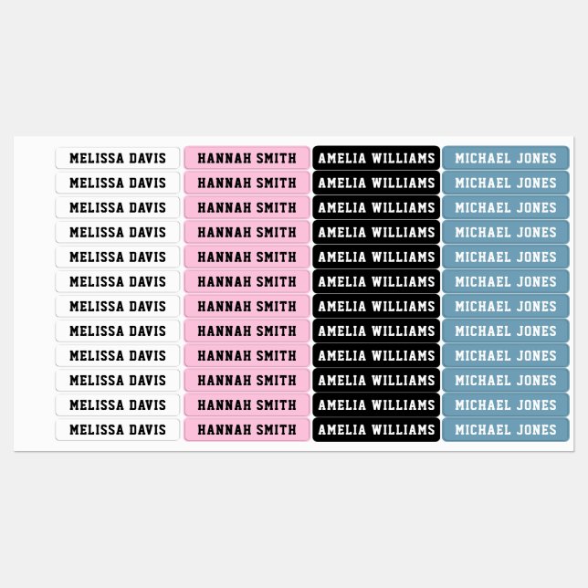 Étiquettes de nom étanche pour enfants simples (Feuille)