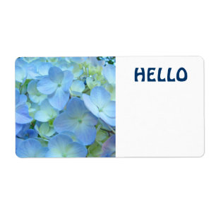 Étiquettes de nom HELLO autocollants Fleurs bleues