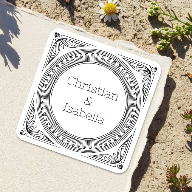 Étiquettes de noms de couple avec cadre à nervures (Créateur téléchargé)