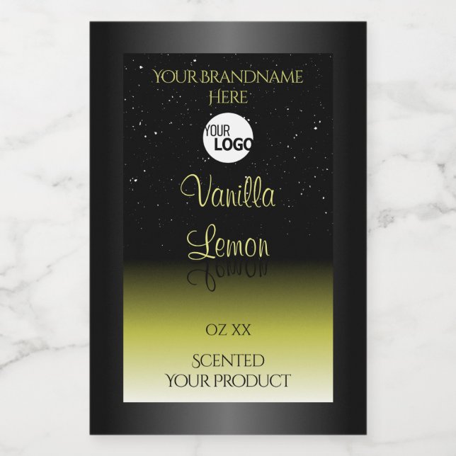 Étiquettes de packaging de produit Jaune Noir Logo (Étiquettes simples)