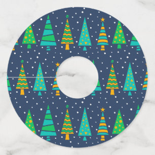 Étiquettes de papier en verre de vin de sapins de