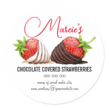 Étiquettes de paquets de fraises enrobées de choco