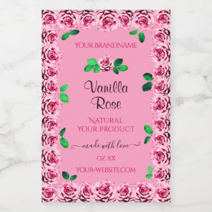 Étiquettes de paquets de produits rose floral Rose