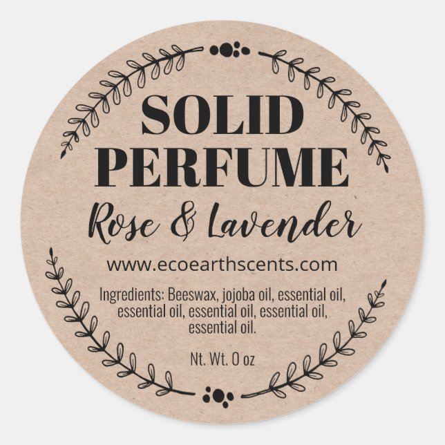 Étiquettes de parfum solides Kraft faites maison (Devant)