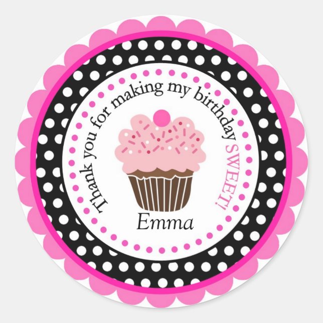 Étiquettes de Polka Dot Cupcake (Devant)