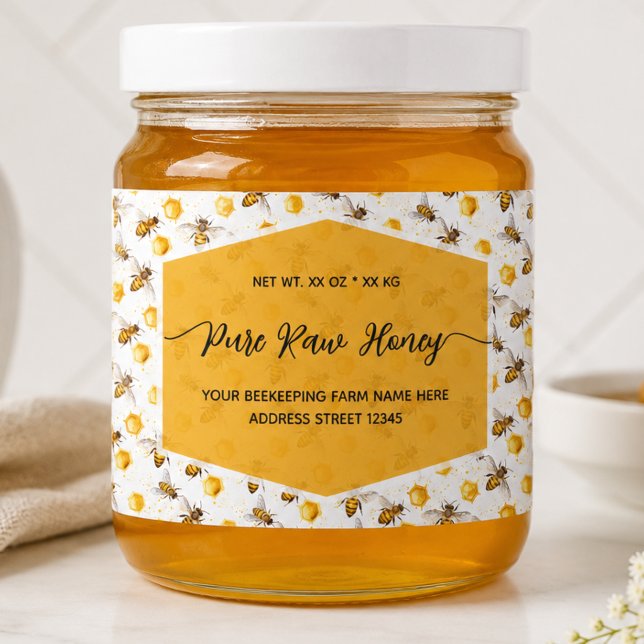 Étiquettes de pot de miel à motif d'abeille  (Créateur téléchargé)