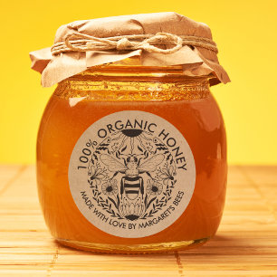 Étiquettes de pot de miel Abeille à miel Nid d'abe