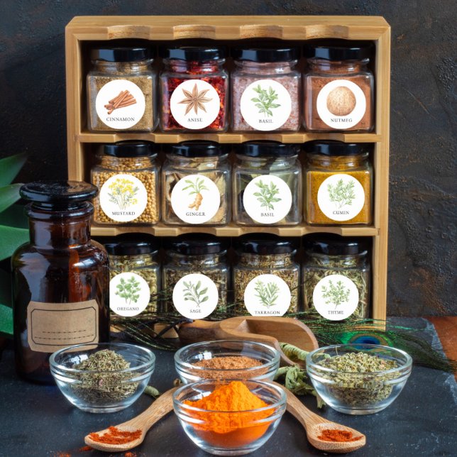 Étiquettes de pots d'aquarelle et d'épices (Watercolor Herb and Spice Jar Labels)