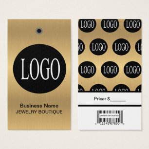 Étiquettes de prix de bijoux avec logo noir or et 