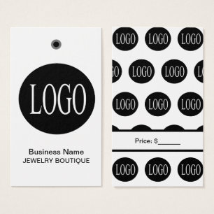 Étiquettes de prix de logo noir et blanc pour bijo
