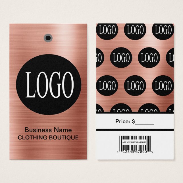 Étiquettes de prix Logo Or Rose avec Code-Barres  (Devant & derrière)