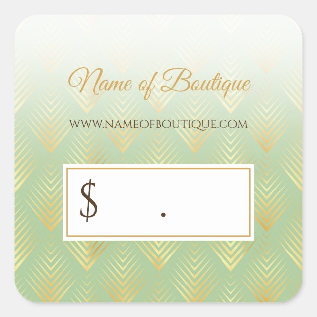 Étiquettes de prix Motif classique vert et or (Devant)