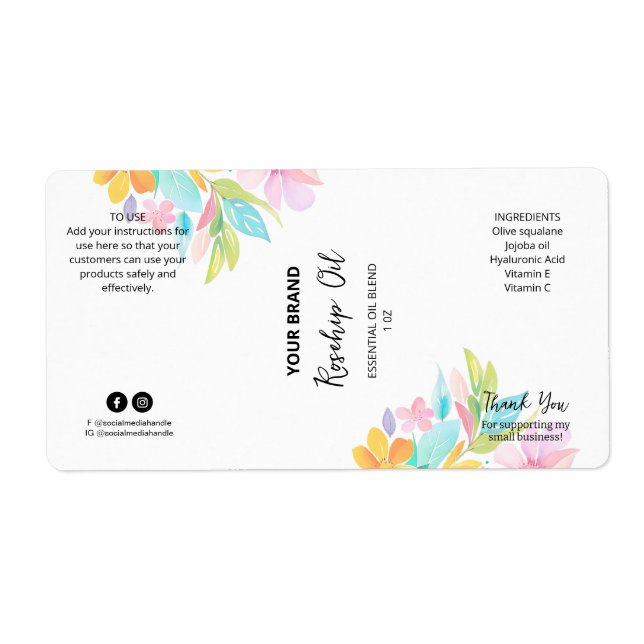 Étiquettes de produit de bouteille de dropper prof (Devant)