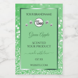 Étiquettes de produit en paillettes vertes avec st