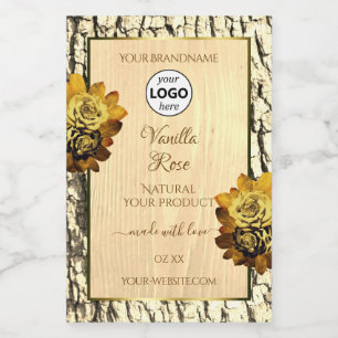 Étiquettes de produit Logo Roses Grain de Bois Bru