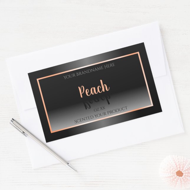 Étiquettes de produit noir et blanc élégant Peach  (Enveloppe)