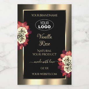 Étiquettes de produit Noir Or Roses Crème Rouge Aj