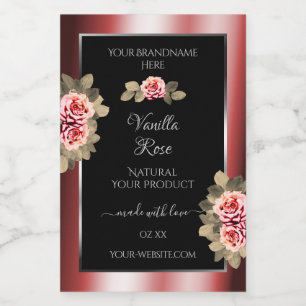 Étiquettes de produit Roses Élégantes Rouge Noir B