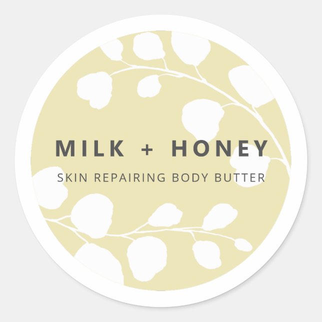 Étiquettes de produits beiges à la frontière feuil (Devant)