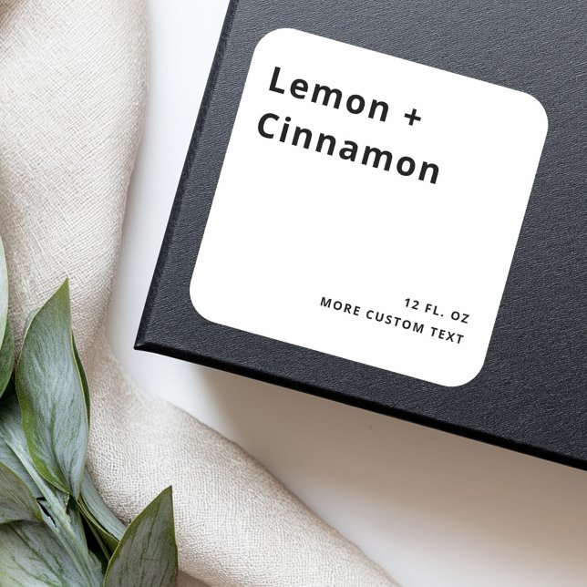 Étiquettes de produits blancs carrés très minimes (Very minimal square white product labels)