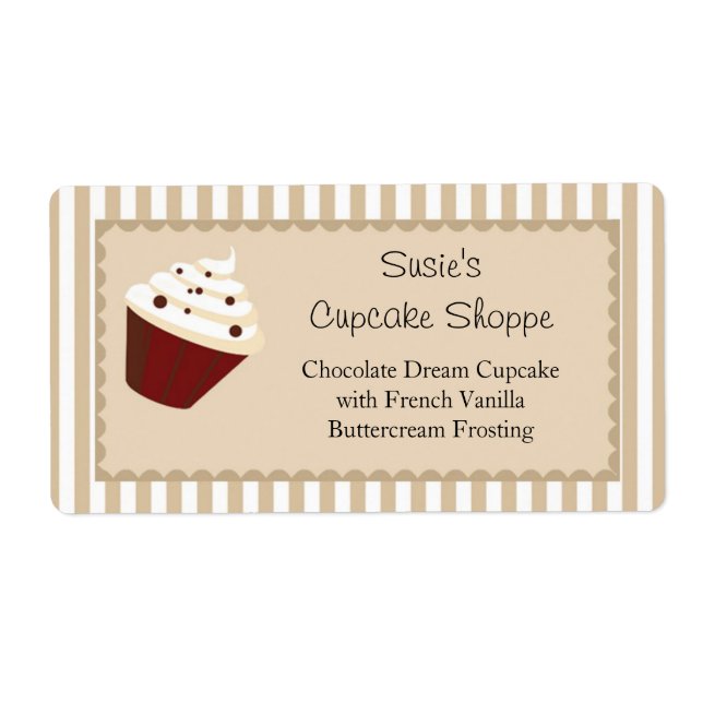 Étiquettes de produits Cupcake, Soft Mocha Stripes (Devant)