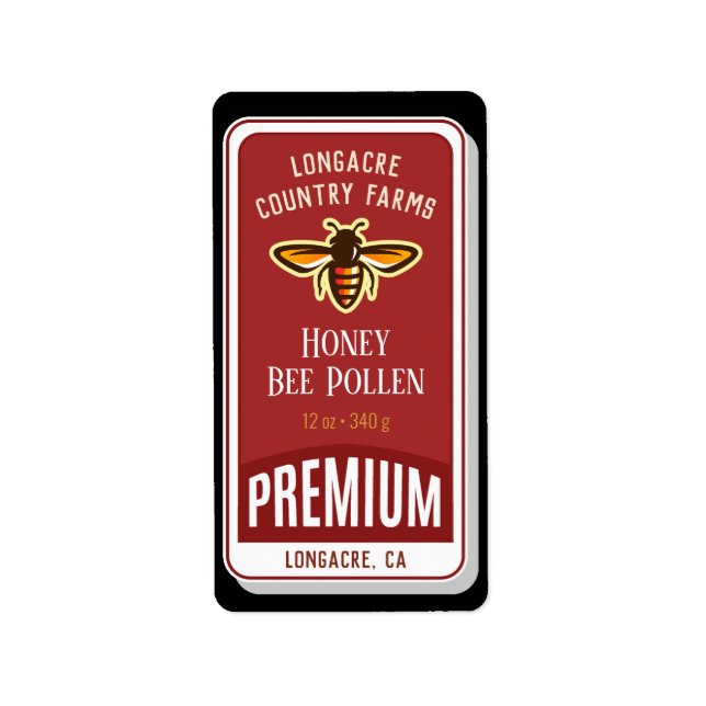 Étiquettes de produits d'abeille Étiquette noire (Devant)