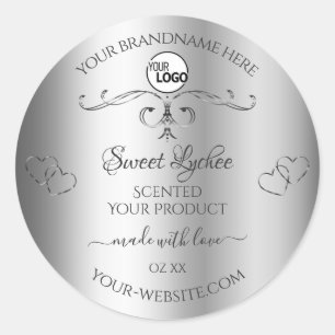 Étiquettes de produits d'argent Ornate Coeurs mign