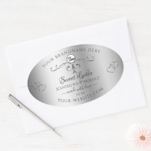 Étiquettes de produits d'argent Ornate Coeurs mign
