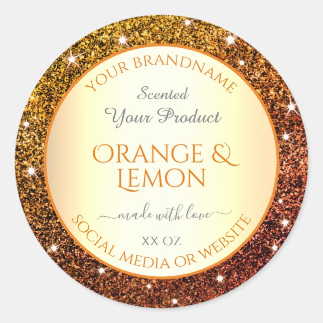 Étiquettes de produits de Parties scintillant d'or (Devant)