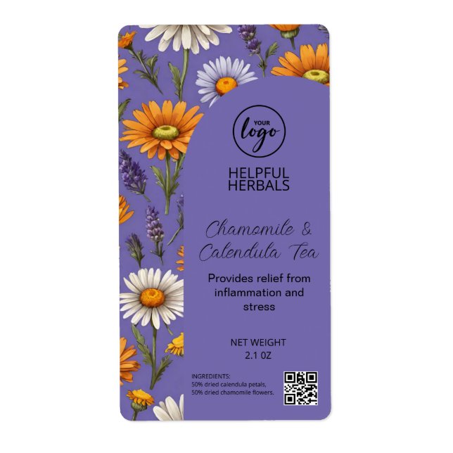 Étiquettes De Produits De Thé À Base De Calendula  (Devant)
