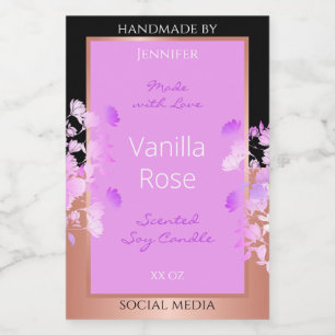 Étiquettes de produits floraux rose Noir et Rose O