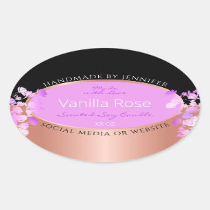 Étiquettes de produits floraux rose Noir et Rose O