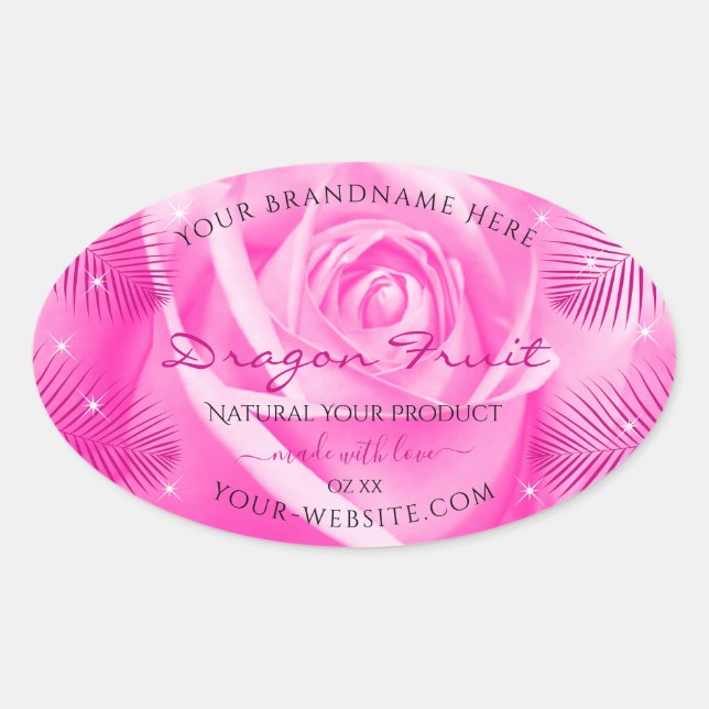 Étiquettes de produits floraux Rose rose avec Feui (Devant)