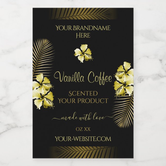 Étiquettes de produits noirs et Brown Gold Hawaii  (Étiquettes simples)