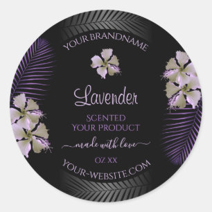 Étiquettes de produits noirs tropiques violets Haw