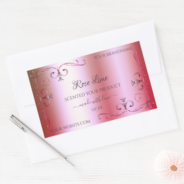 Étiquettes de produits Ornate Pink Vert brillant (Enveloppe)