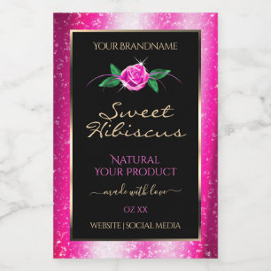 Étiquettes de produits roses et noires Parties sci