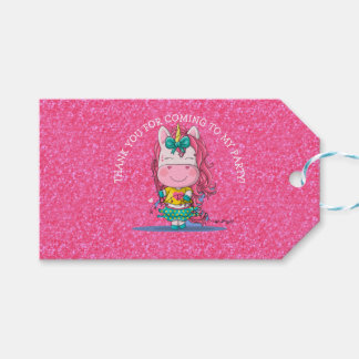 Étiquettes de remerciement de licorne de fête arc-