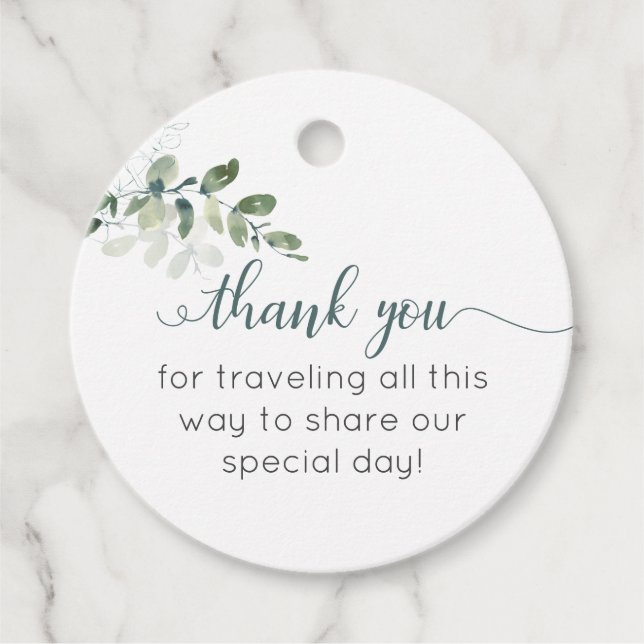 Étiquettes de remerciement en eucalyptus vert saug (Devant)
