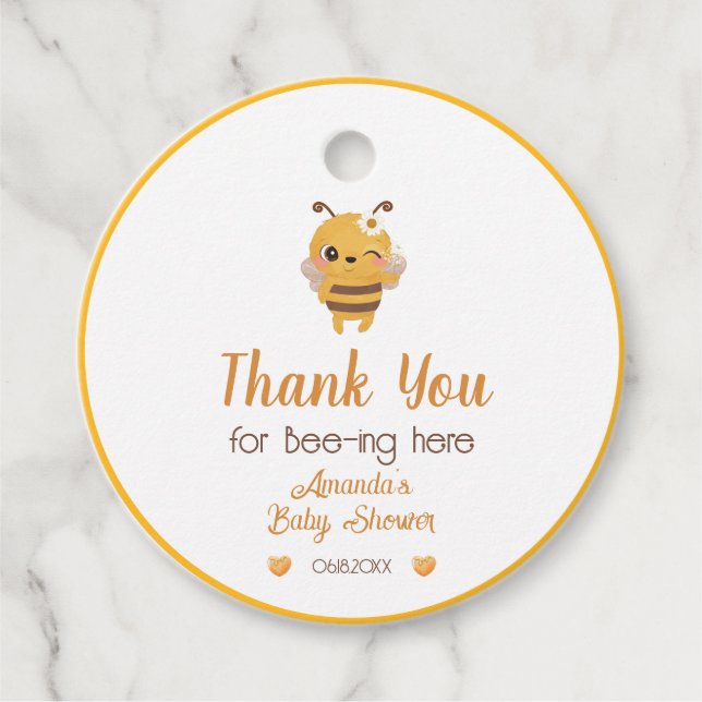 Étiquettes de remerciement pour Baby Shower Momie  (Devant)