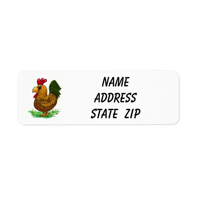 Étiquettes de retour autocollants Rooster, poulet, (Devant)