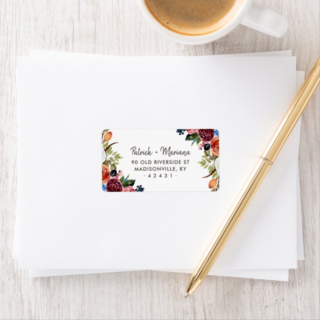 Étiquettes de retour d'adresse de mariage Automne  (En situation)