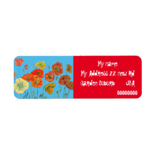 Etiquettes de retour d'adresse de Red Orange Poppy