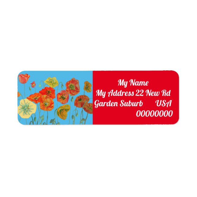 Etiquettes de retour d'adresse de Red Orange Poppy (Devant)
