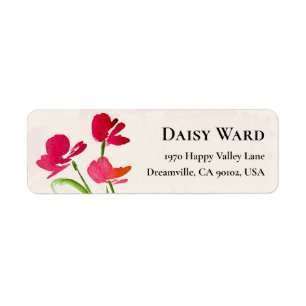 Étiquettes de retour d'adresse florales à l'aquare